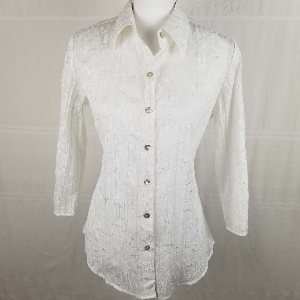 Chico's NWT Sheer Stitch 3/4 sleeve blouse size S